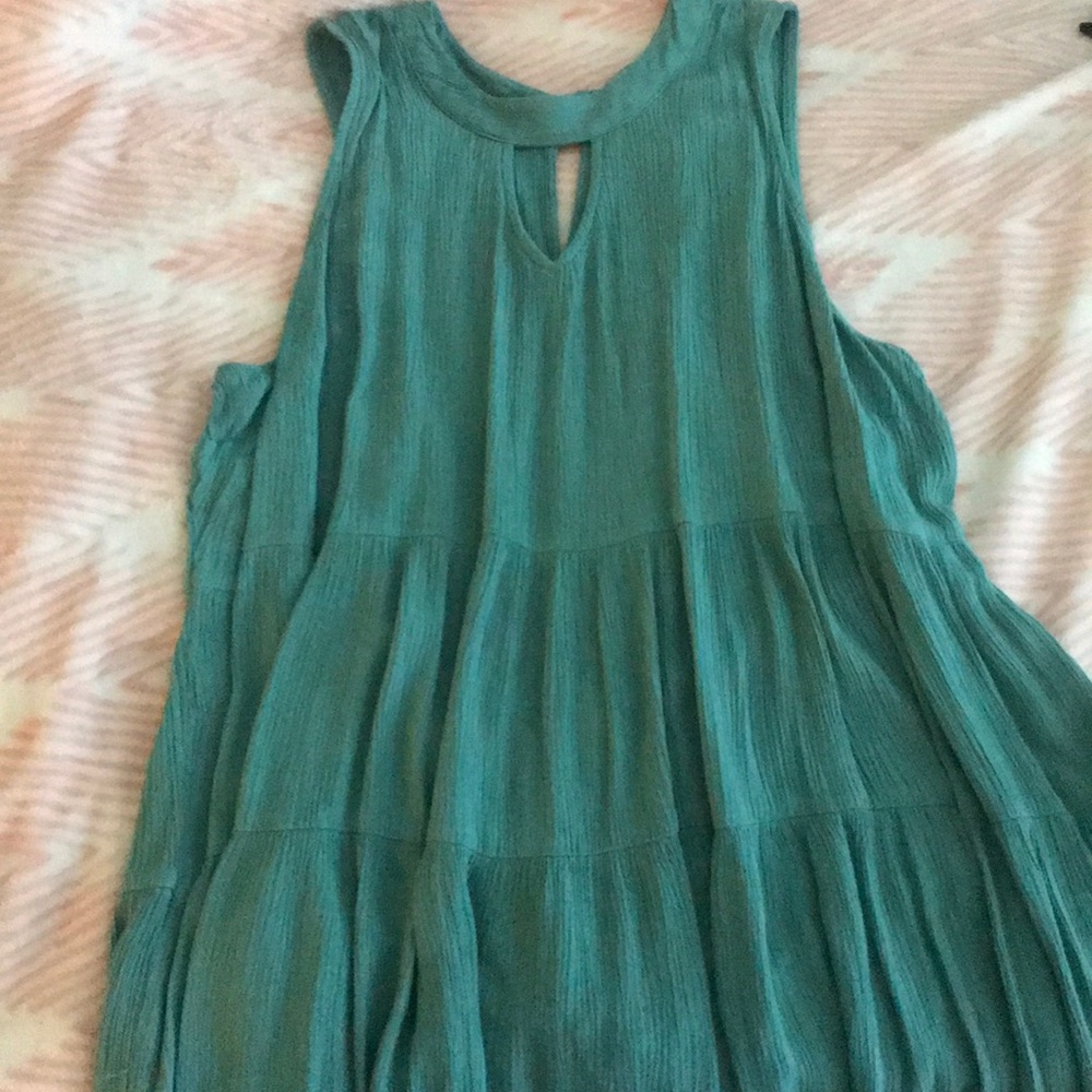 Blue challis tunic top